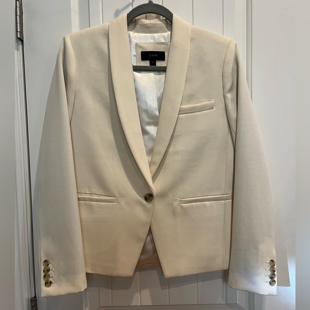 J. Crew Cream Blazer Wool Silk